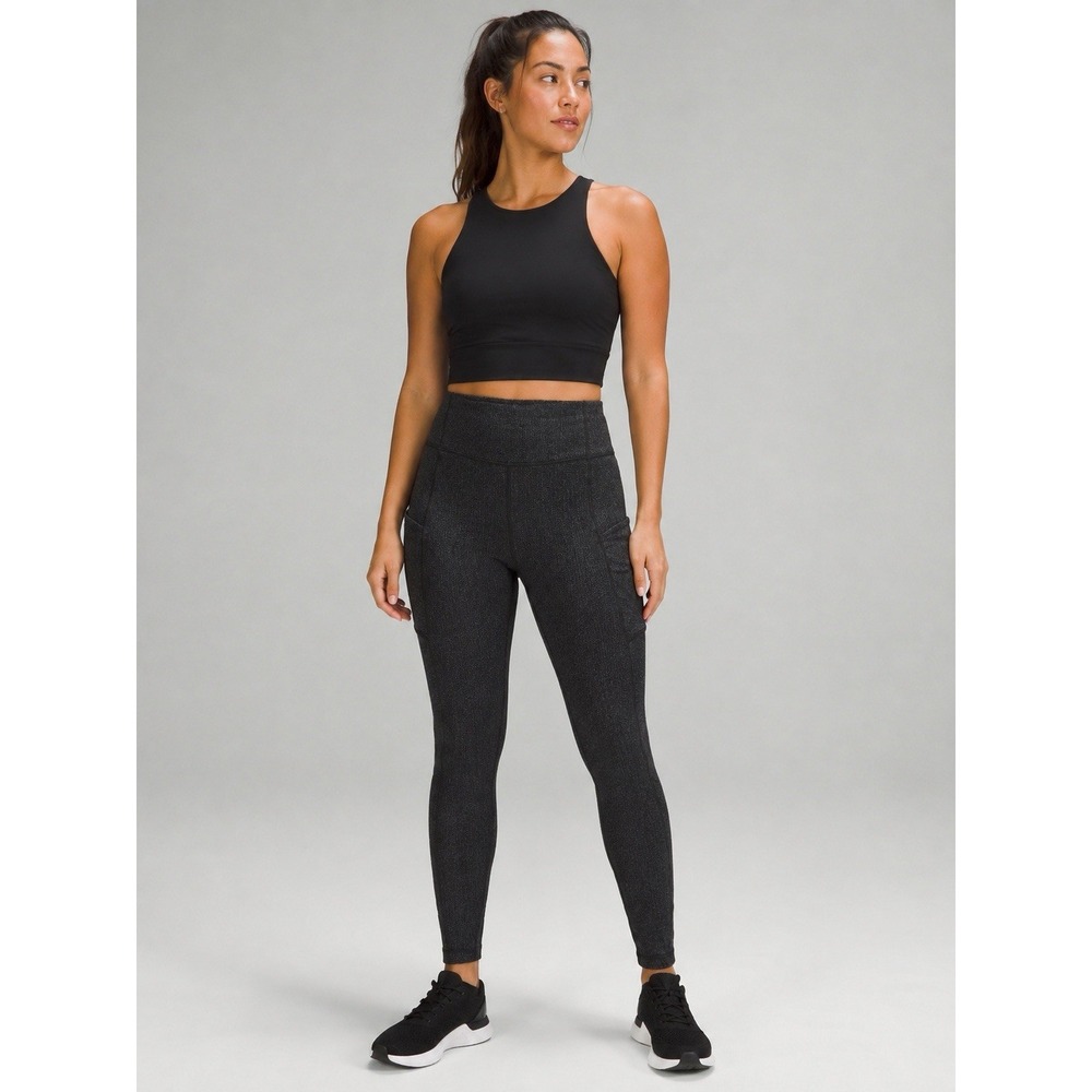 Lululemon Size 6 Herringbone High Rise Pocket Leggings Gray 28" Yoga Pants